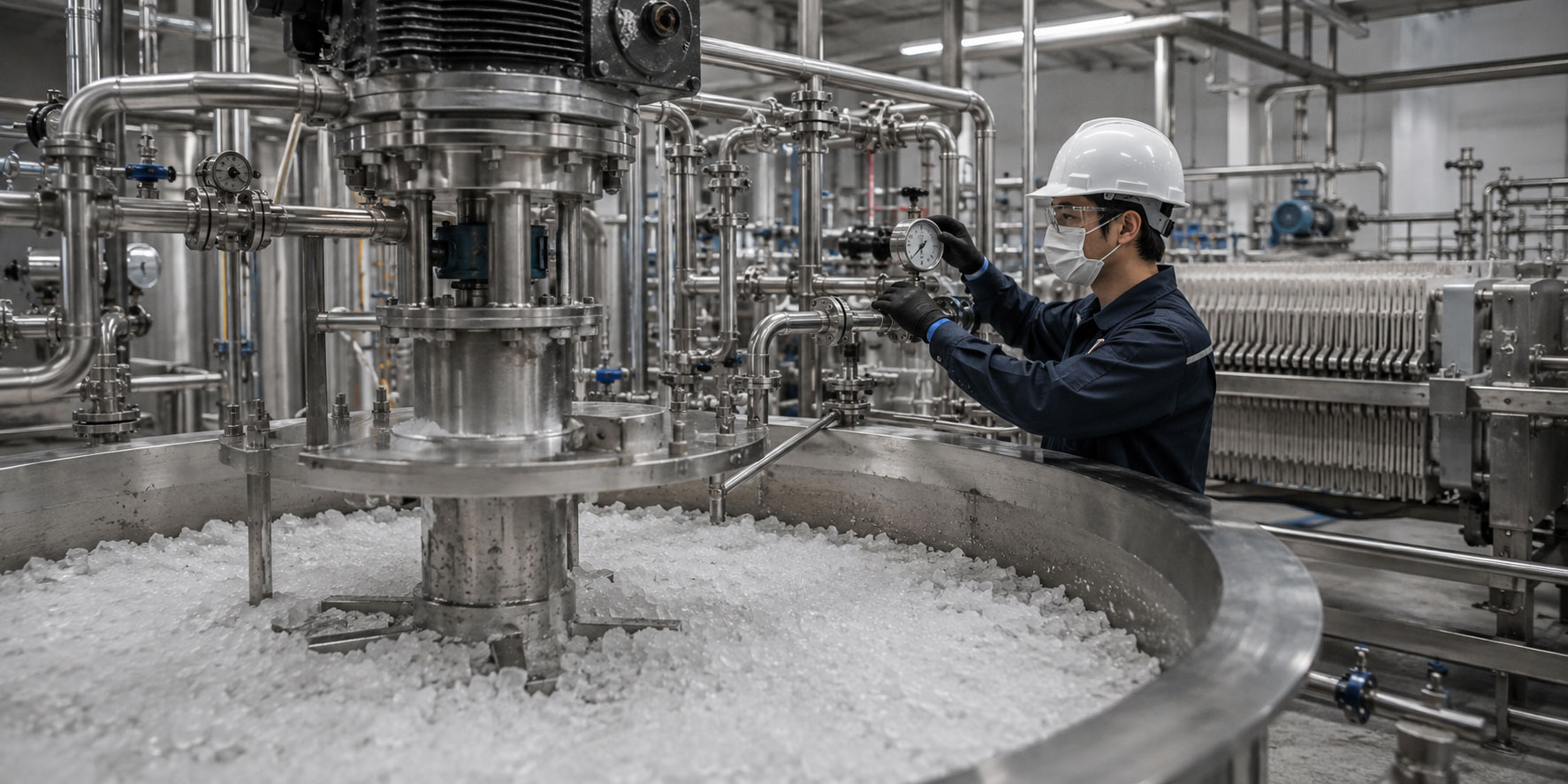 Close-up of paraffin being produced