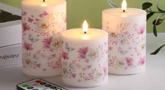 شمع های زیبا با طرح گل ساخته شده با پارافین گل