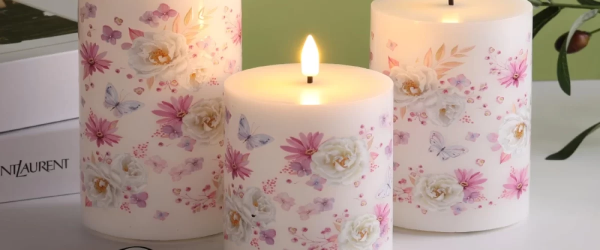 شمع های زیبا با طرح گل ساخته شده با پارافین گل